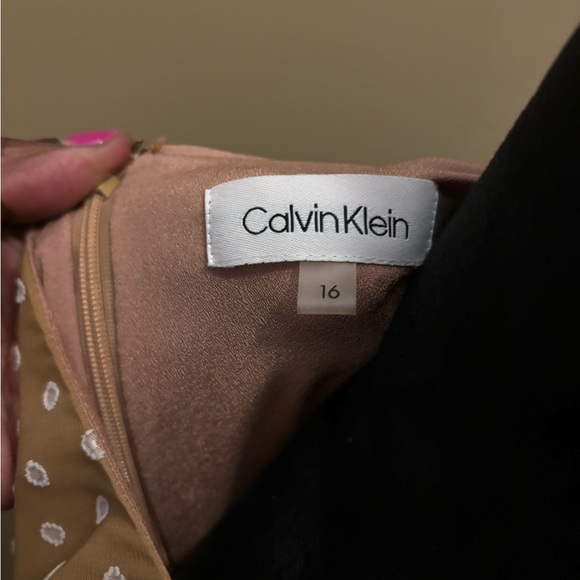 Calvin Klein Handkerchief Hem Dress Brown Size 16 - Picture 3 of 3